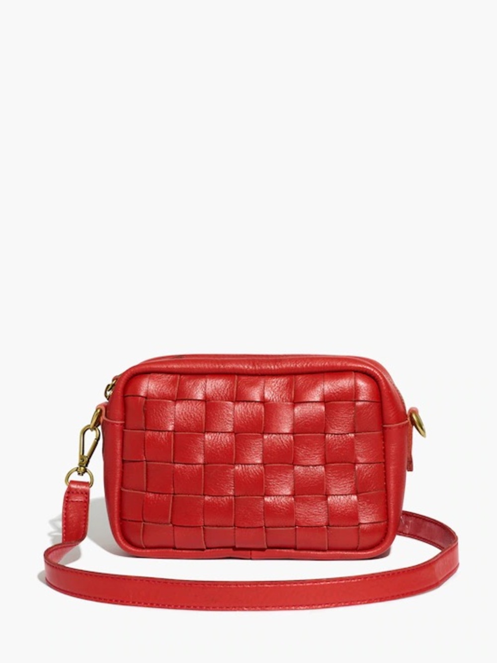 Madewell transport camera bag, woven edition in red (pomegranate seed)